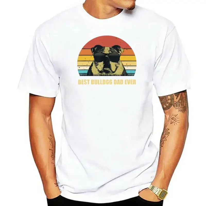 Vintage Best English Bulldog DAD Ever shirt Fathers Day Gift T-Shirt cotton tshirt men summer fashion t-shirt euro size