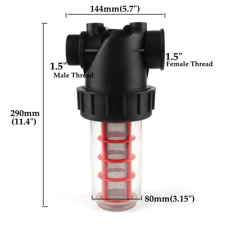 Large Flow Transparent Water Filter Clear Pipe Filters Stainless Steel Mesh Element Micro Irrigation Strainer