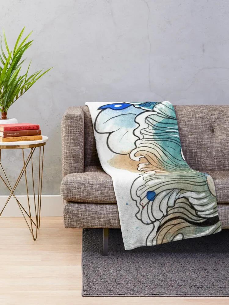 Blue - Betta Splendens Throw Blanket Custom Blankets For Sofas blankets and throws Winter beds Blankets