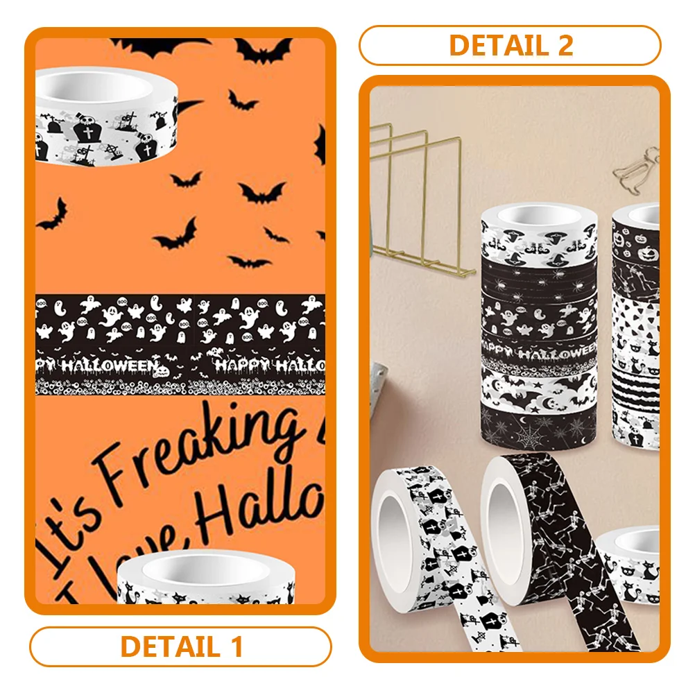 Imagem -02 - Fita Washi para Férias de Halloween Fita Adesiva Assustadora Fita Washi para Artesanato Fita Festiva para Halloween