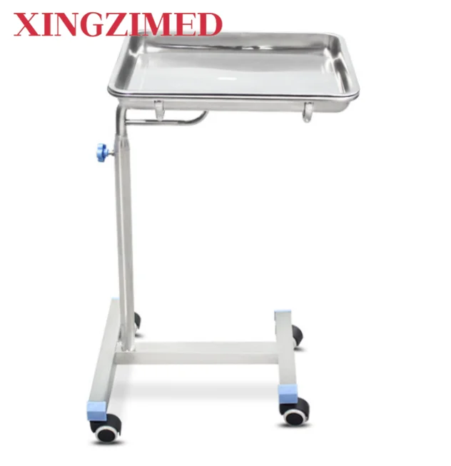 xingzimed-high-quality-stainless-steel-mayo-trolley-medical-instruments-tray-mayo-stand-mayo-table-with-wheel-use-in-hospital