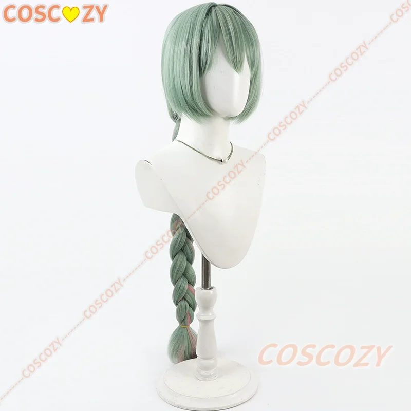 Wuthering Waves フロロバ コスプレウィッグ シアン グリーン ピンク シングル ロングブレイド 耐熱ウィッグ 女性 Fractsidus カーニバル フェスティバル