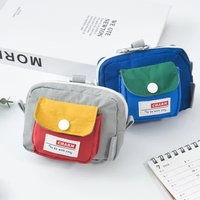 Portable Mini Coin Purse Card Holder Lanyard Bag For Boys And Girls Trendy Color Block Cool Compact Fashionable Small Square Bag