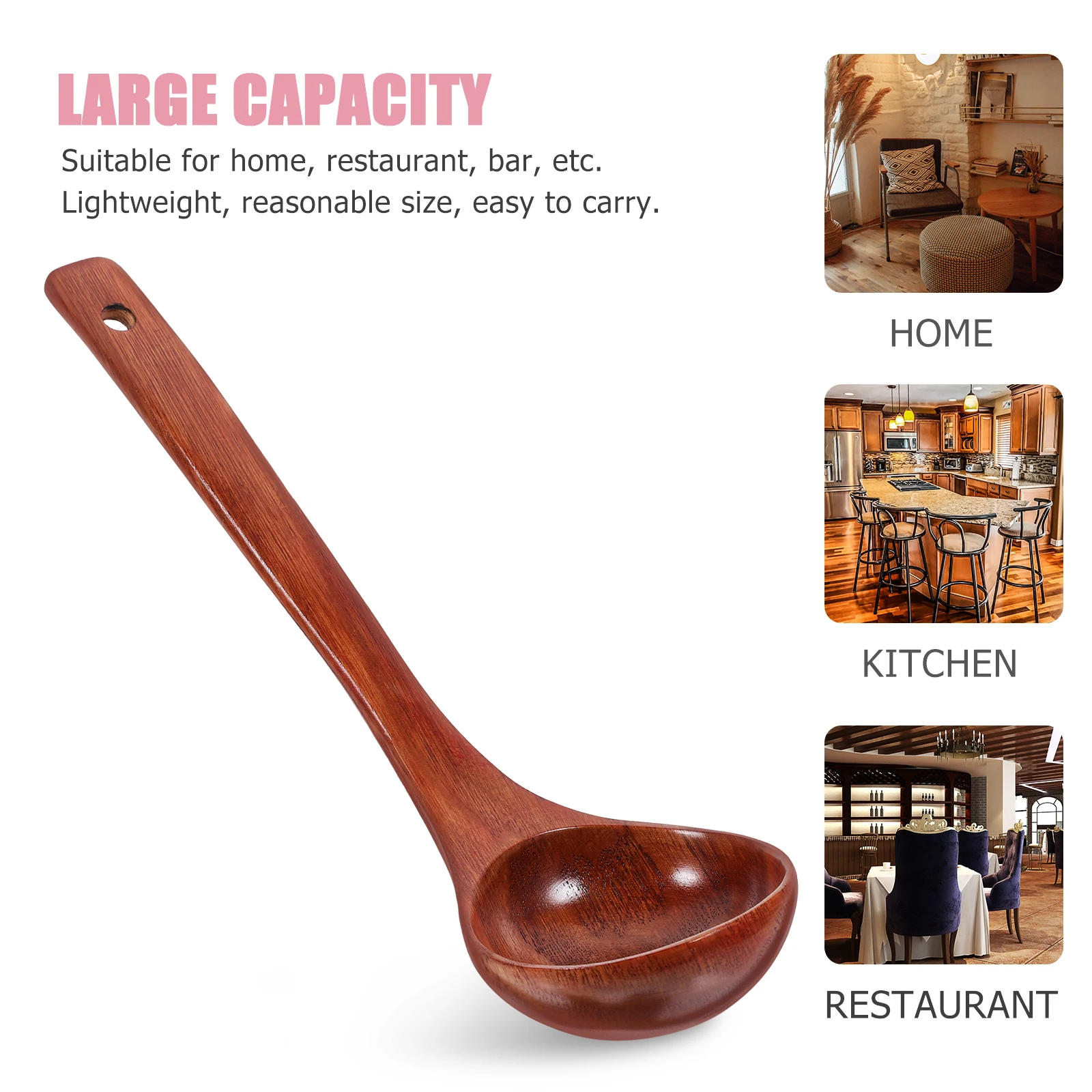 

Long Handle Soup Ladle Wooden Cooking Spoon Large Kitchen Tableware Deep Pot Stirring Tool Practical Design Safe Use