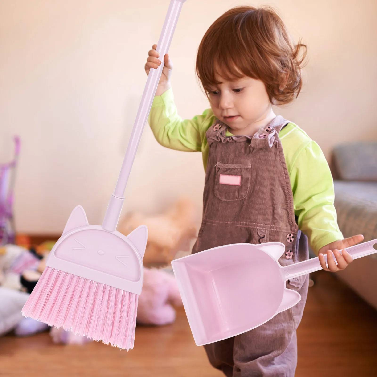 1Set 's Broom Dustpan Set High-Grade Plastic Lightweight Safe for Small Broom Set Kindergarten Cleaning Play