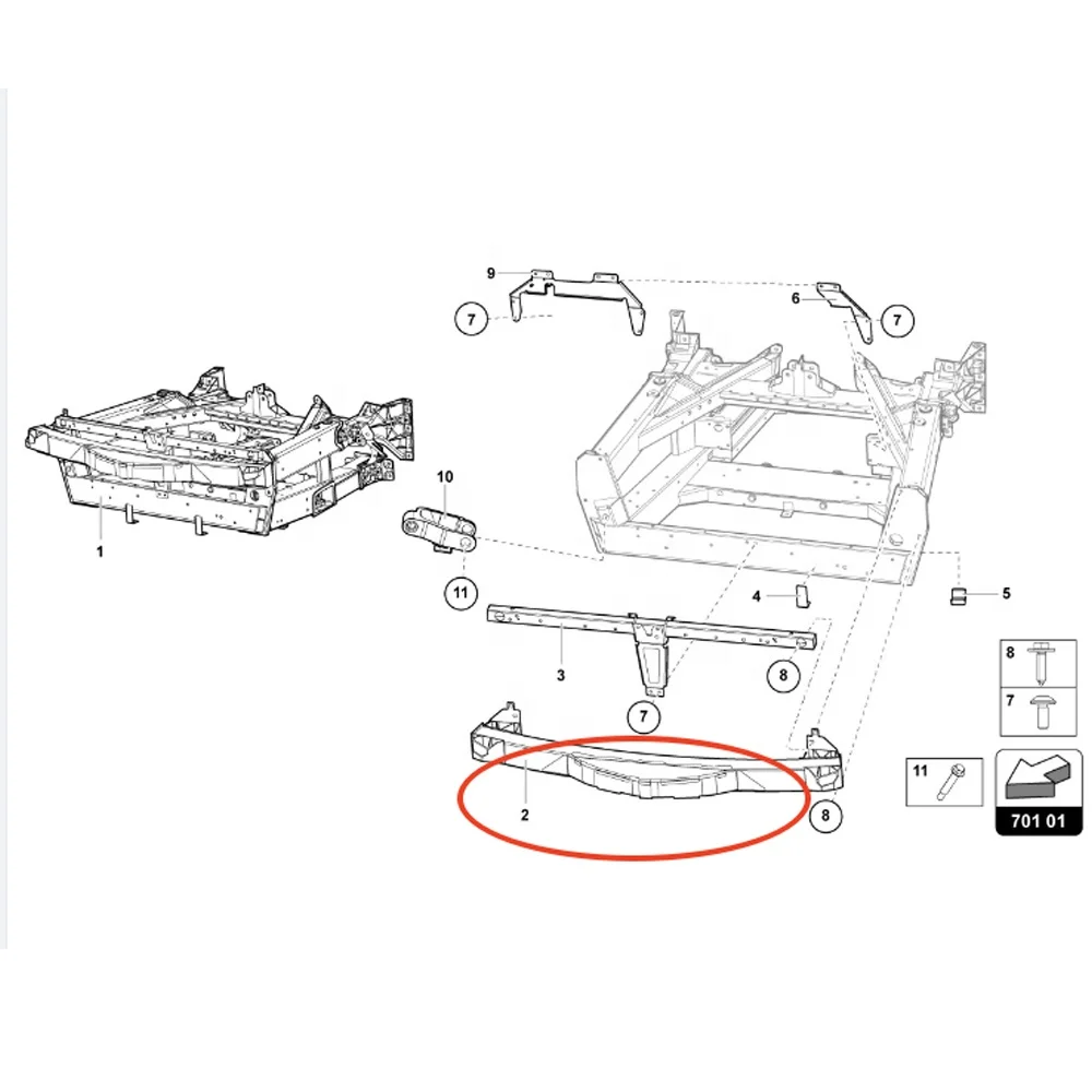 For Aventador SVJ LP700 LP770 Front Bumper Cross Member Silver New OEM 470807051D High Quality 6 Months Warranty