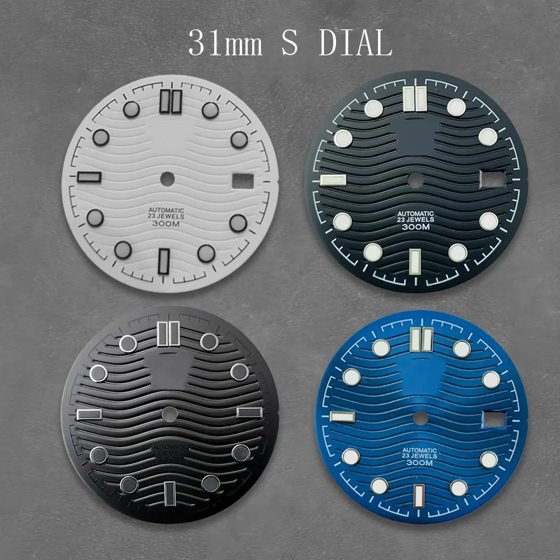 31mm Dial NH35 Dial S Dial Blue-Green Luminous Suitable for Seiko Watch Mod Parts