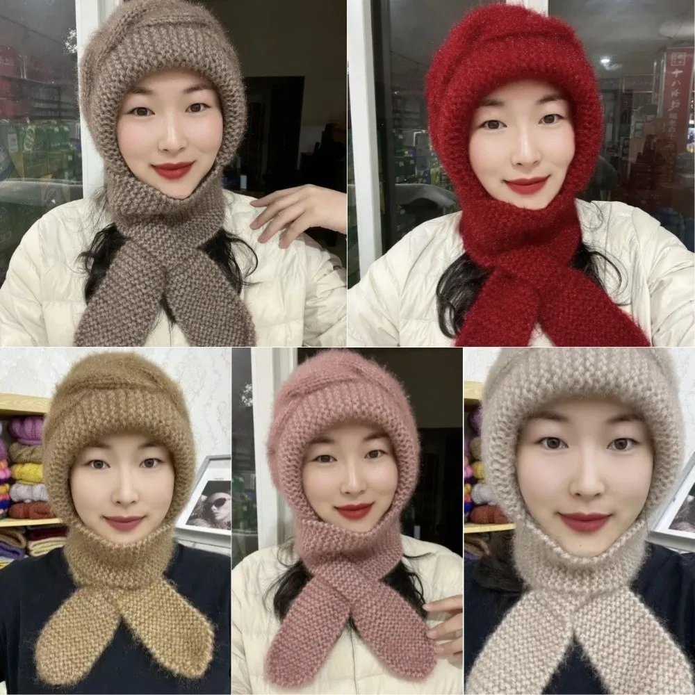 Fox Ears 2-in-1 Hooded Scarf for Women Windproof Ear Protection Hat Scarf Keep Warm Soft Winter Scarf Autumn Winter