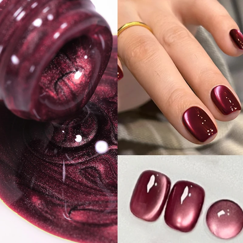 BORN PRETTY 10ml Goldener Kaffee Farbverlauf Katzen-Magnetgel Nagellack Braun Glasperlen Mondlicht Soak-Off UV Herbst Gel Nagelkunst
