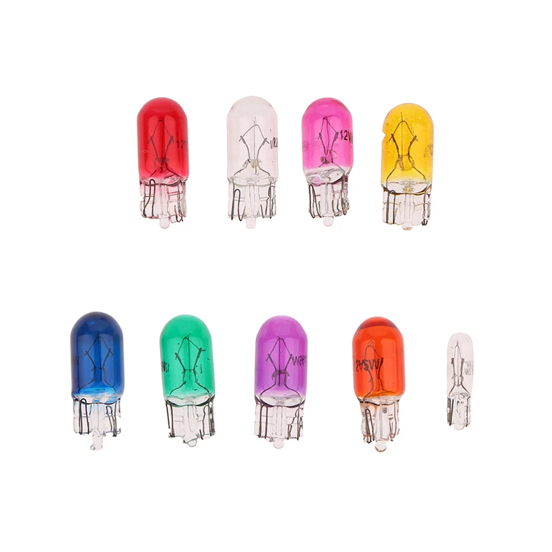 10 pièces 24V 1.2W T5 /12V 5W T10 ampoule en verre tableau de bord tableau de bord ampoules de frein phares lampe lumières de voiture