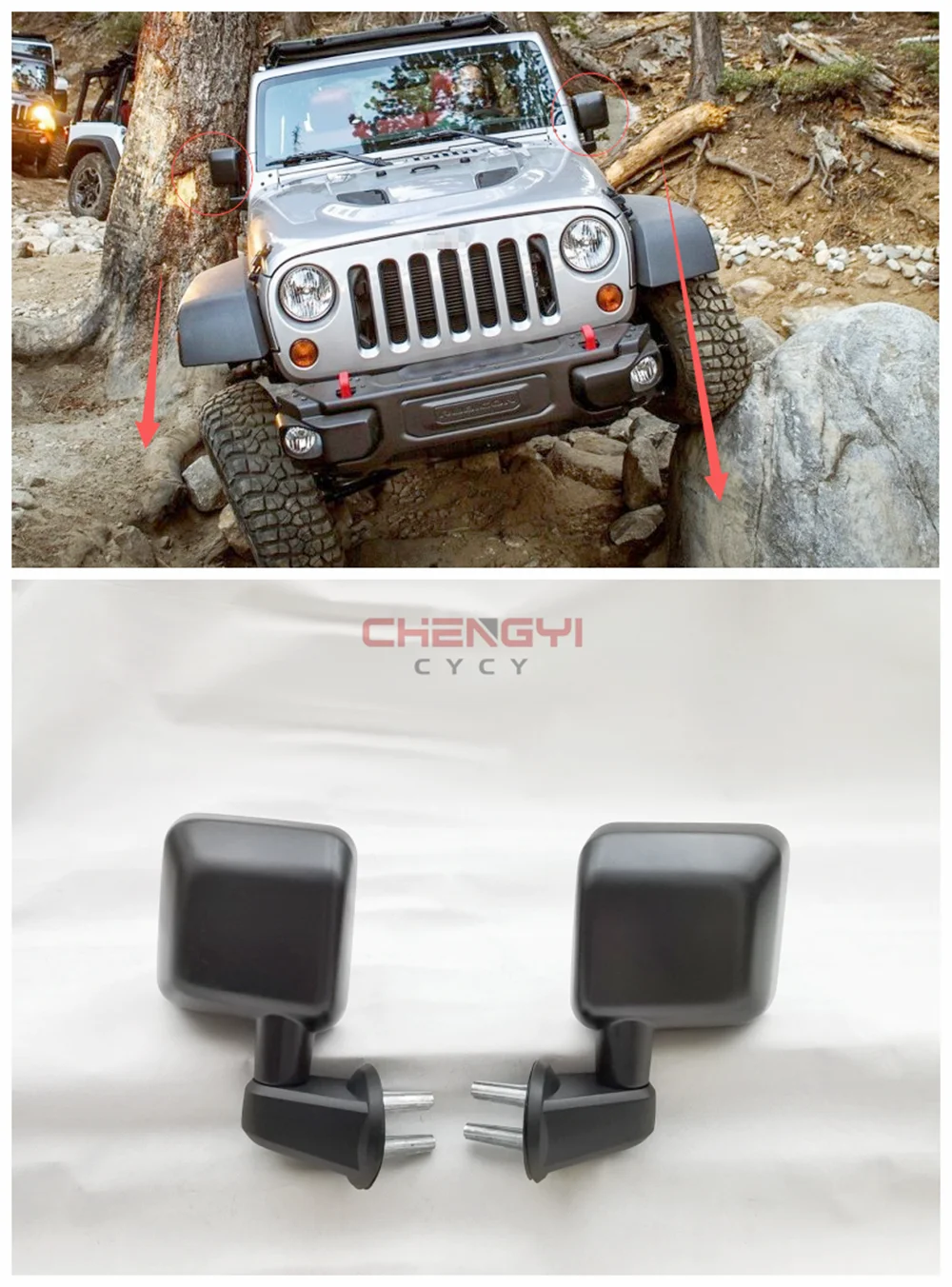 

Side Mirror Rearview Mirro For JEEP JK Horse Herder (Manual Adjustment) 55077966AE 55077967AD