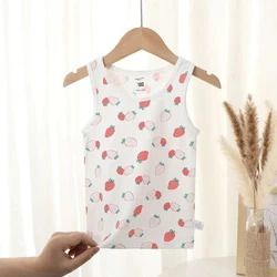 Girls Sleeveless Vest Kids Cartoon Printed Tank Top Baby Cotton Tops Clothing 2024 Summer Children's Casual Undershirt