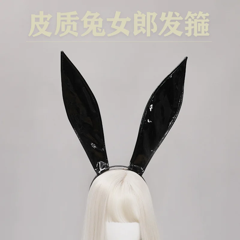 

Hairband Bunny Girl Cute Maid Headwear Handmade Lolita Halloween Party Dress Up Leather