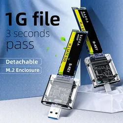 M2 SSD Case M.2 to USB 3.0 Gen 1 5Gbps High-speed SSD Enclosure for SATA M.2 NGFF SSD 2242 2260 2280 Card Adapter