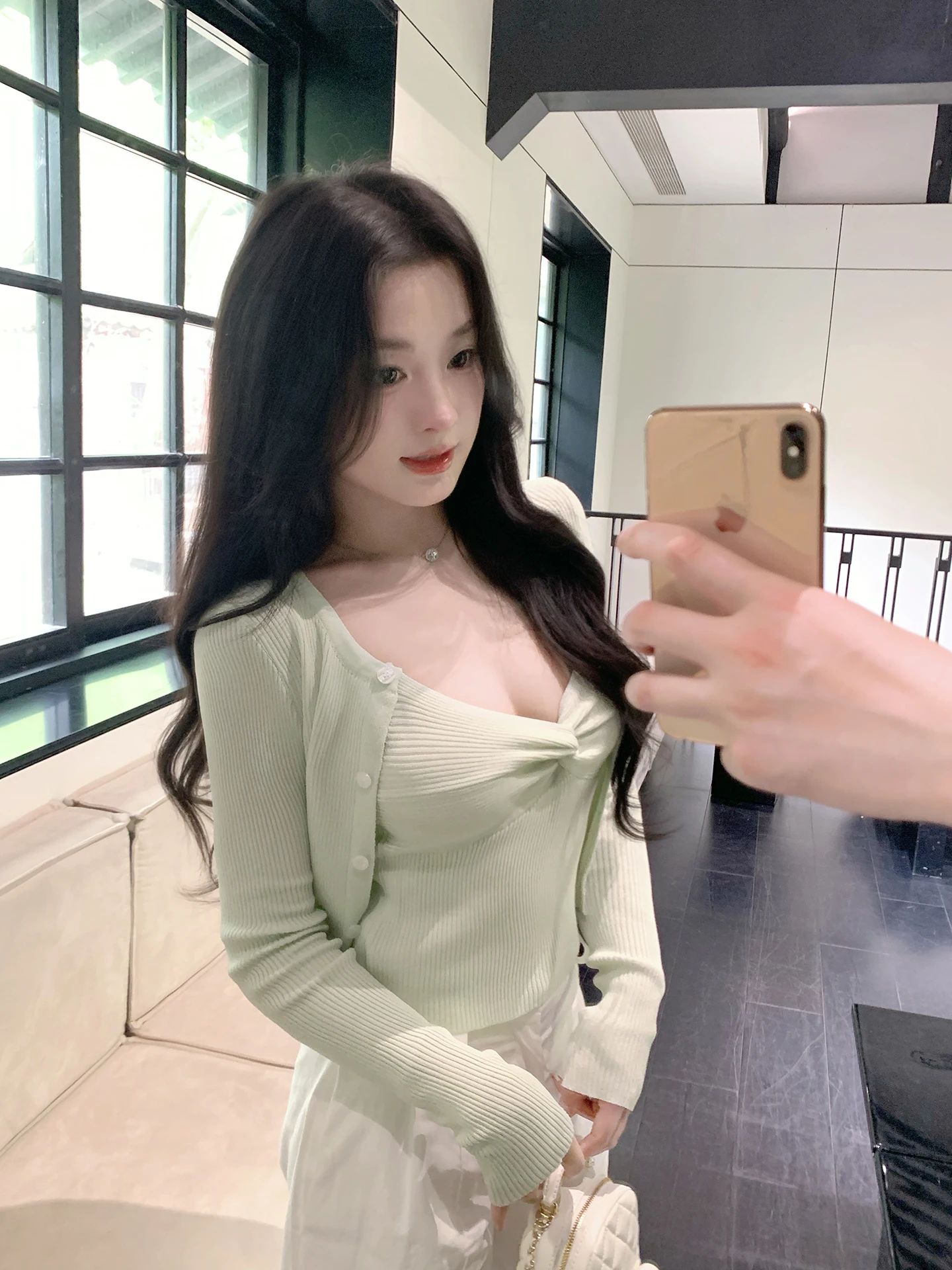 

Pure Desire Banana Knitted Vest Strap Women's Spring Summer New Style Sweater Top Set Short Length Long Sleeve Slim Fit Sweet...