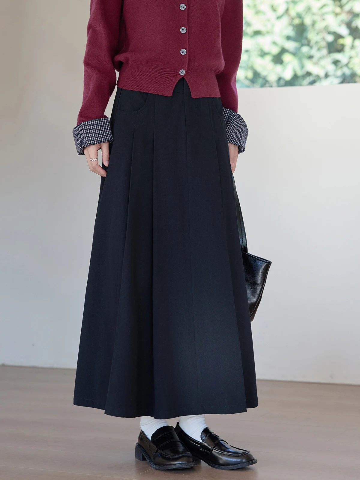 

Женская плиссированная юбка А-силуэта Deep Blue с высокой талией, новая весенняя модель в корейском стиле для офиса, серия HUIXI Sketch