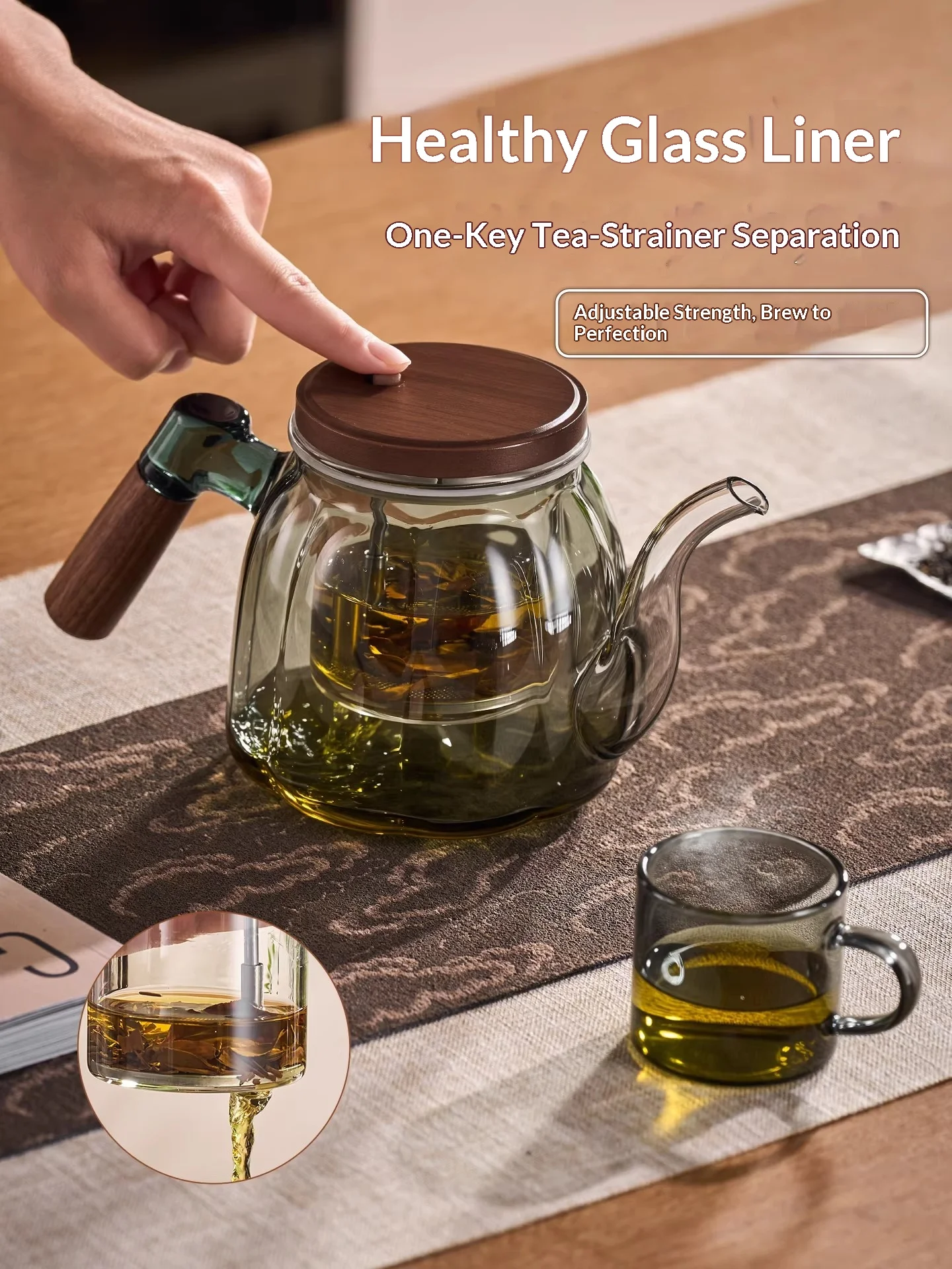 Gianxi Elegante Tasse Teekanne Glas Innentopf High-End One Click Teetrennung für den Heimgebrauch Lazy Tea Set Teebereiter