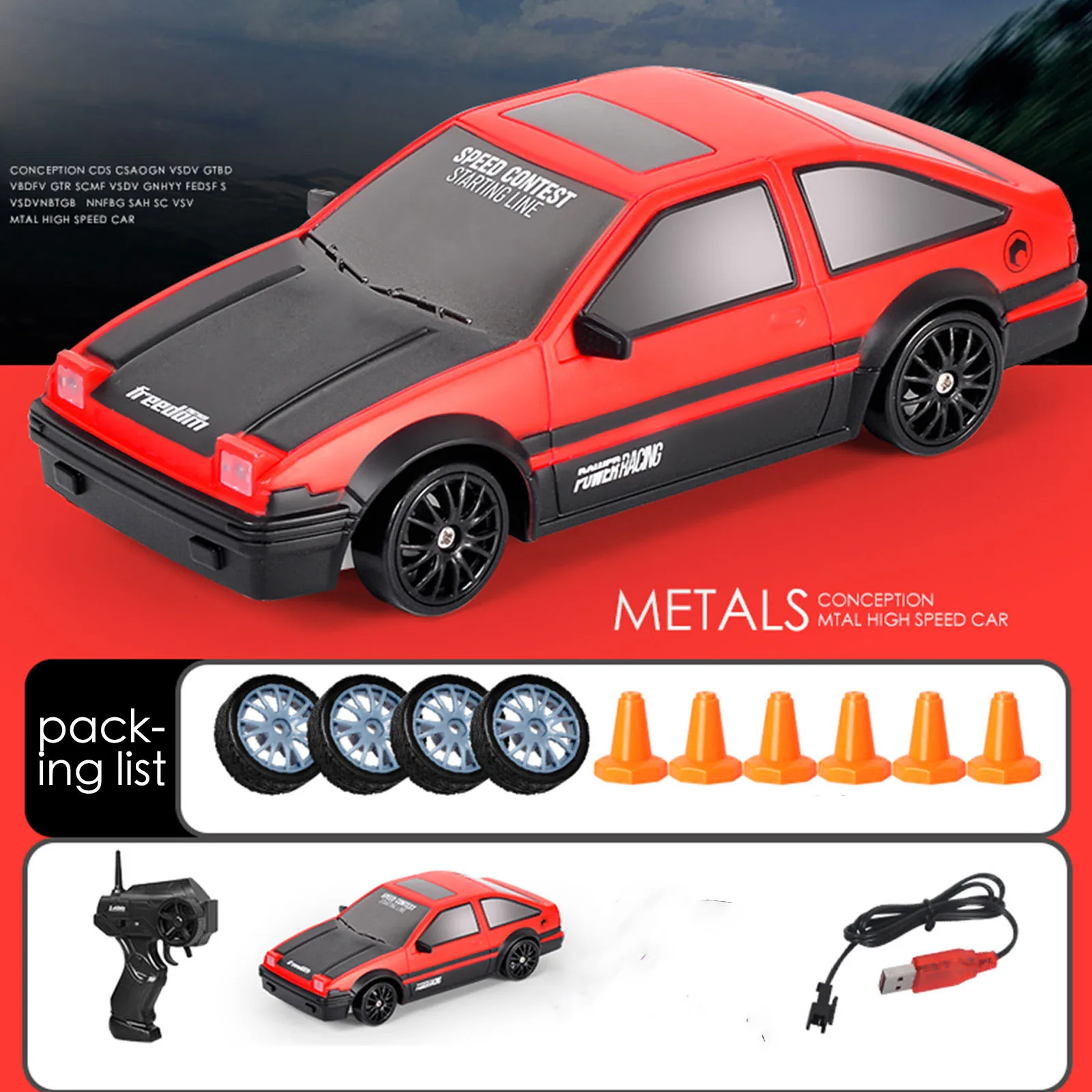 

2.4G Drift Rc Car 4WD RC Drift Car Toy Remote Control GTR Model AE86 Vehicle Car RC Racing Car Toy for Children Christmas Gifts