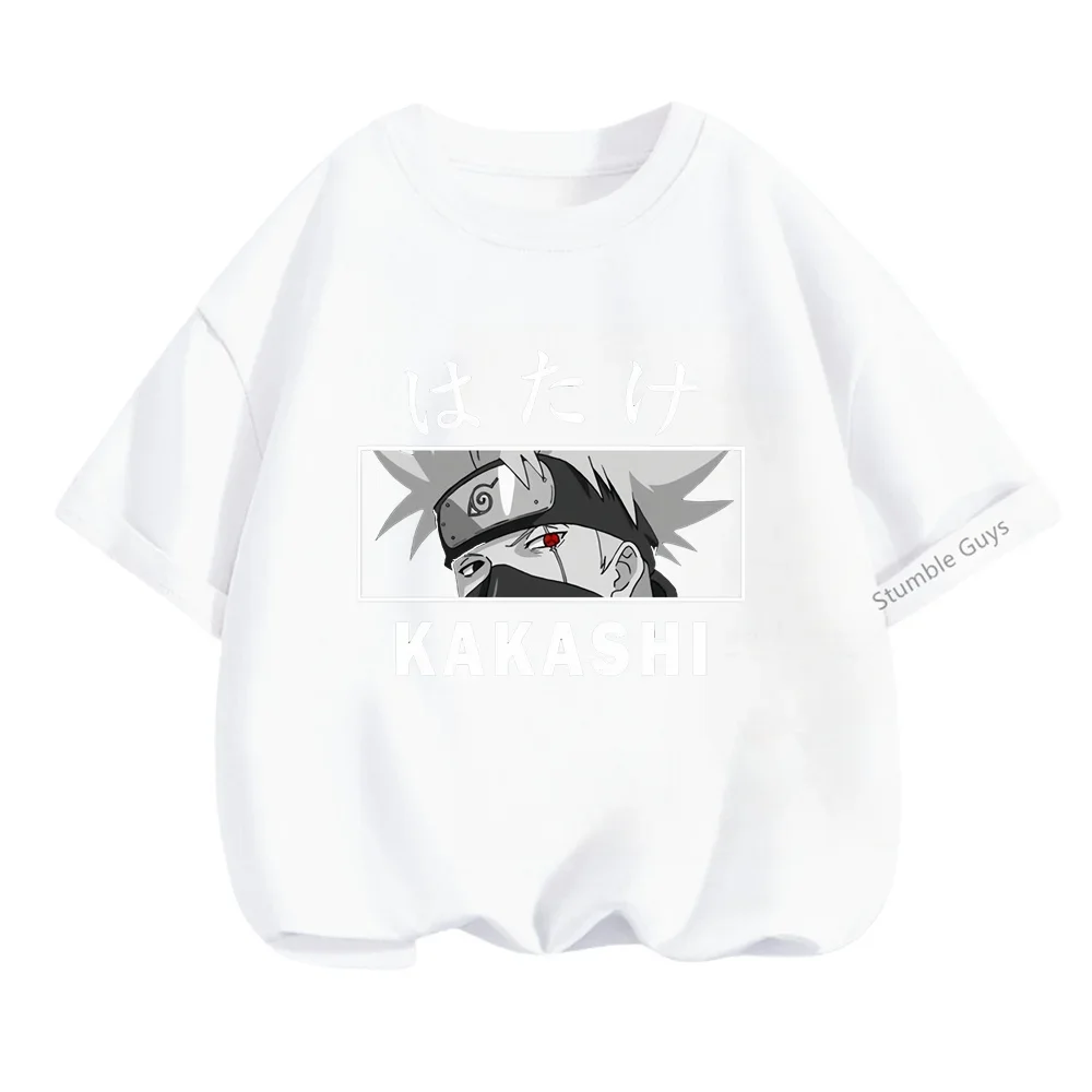 3-14 Years Kids Clothes Narutos Tshirt Boys T-Shirt Girls Cartoon Tees Summer Anime Teen Short Sleeve Tops Kakashi Clothing