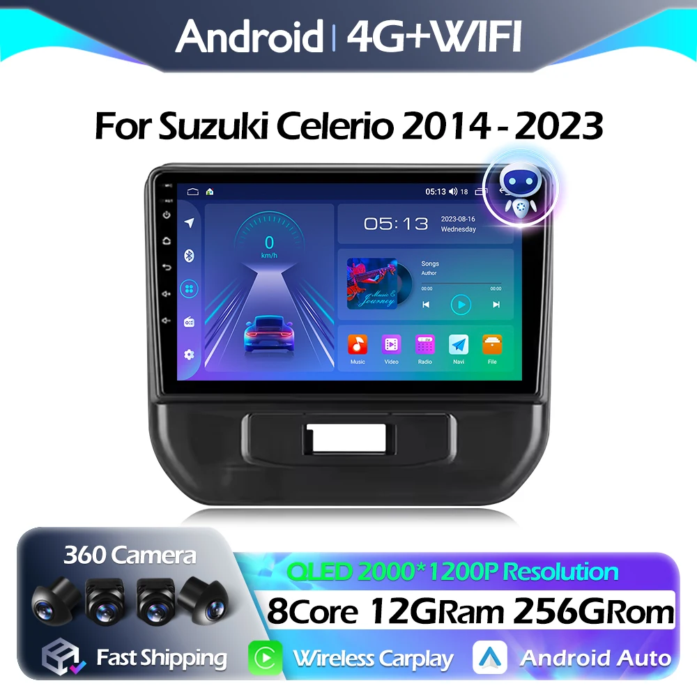 

Carplay Bluetooth For Suzuki Celerio 2014 - 2023 Multimedia Video Player Android Auto Navigation GPS WIFI DSP FM WIFI