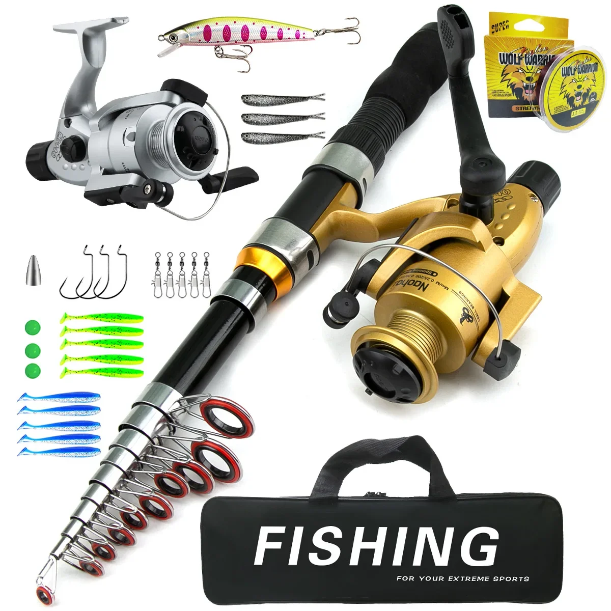 

1.8m 2.1m Portable Long Throw Rod Wheel Fishing Gear Luya Rod Full Set Sea Fishing Hook Line Accesorios De Pesca Reel Combo Set