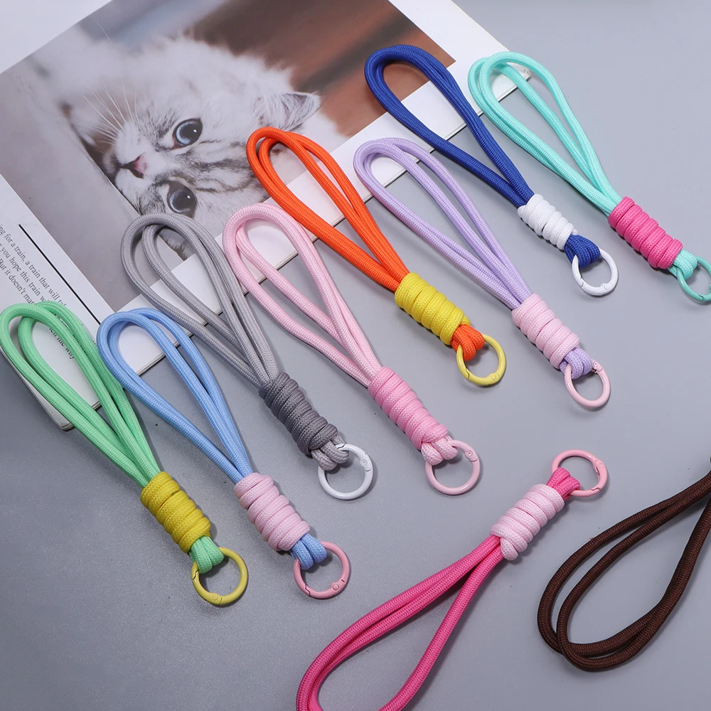 4 Stück bunte geflochtene Schlüsselbänder, kreativer, handgefertigter Anti-Verlust-Seilriemen für Schlüsselanhänger, Telefon, Auto, Taschen, Schlüsselhalter, Zubehör
