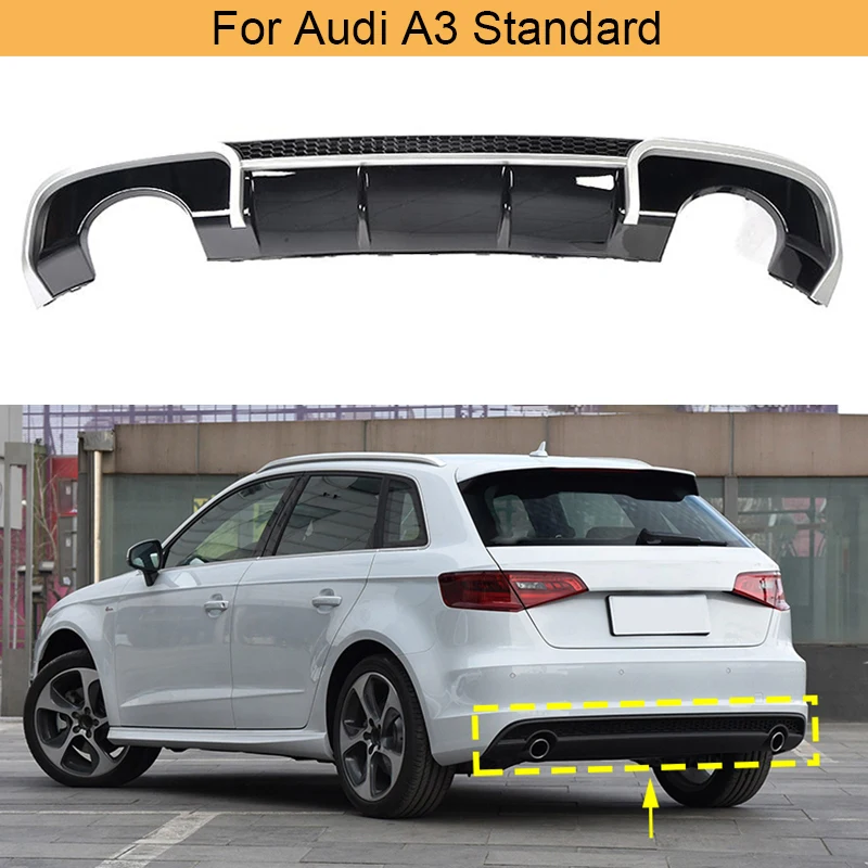 Black FRP Car Racing Rear Diffuser Lip Spoiler for Audi A3 Standard Sedan Hatchback 2014-2016 4 Door 8V Non Sline Four outlet