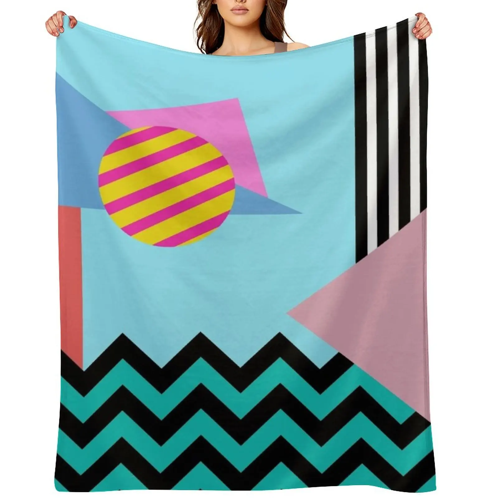 

80s Memphis Design Pattern Throw Blanket Beautifuls Multi-Purpose Soft Plaid Single Blankets