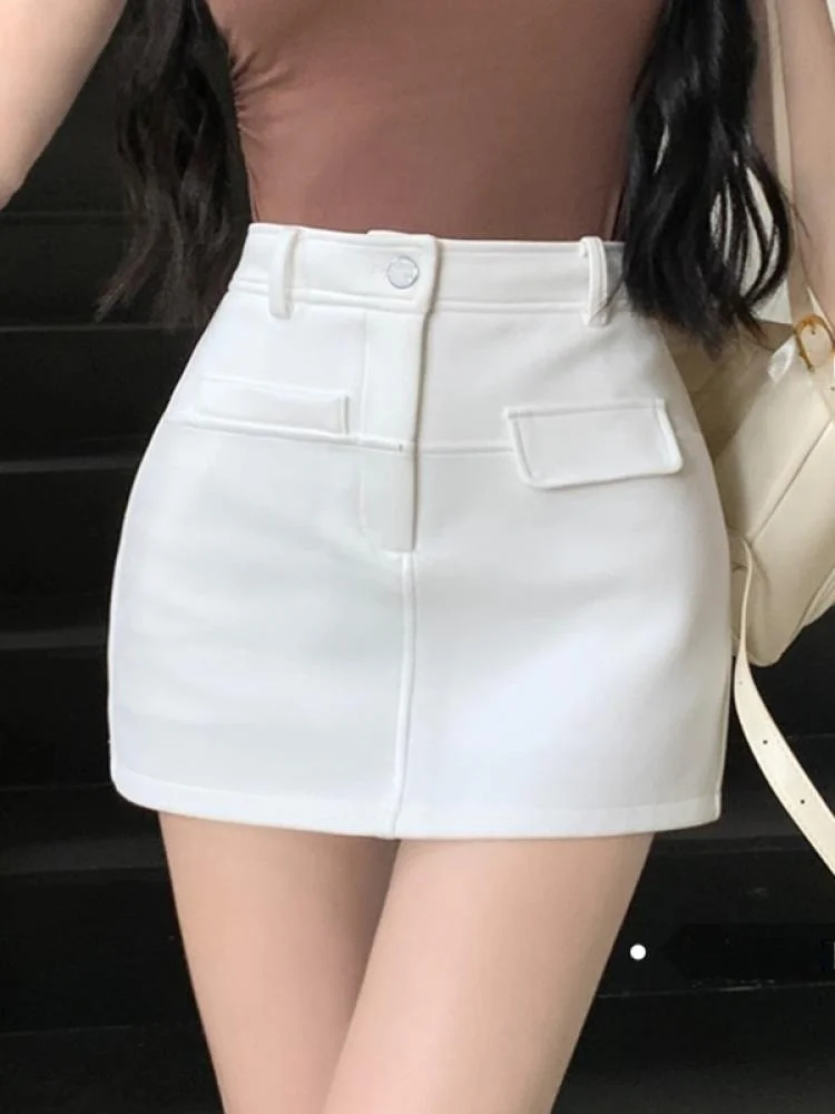 

White High Waist A-Line Skirt for Women Spring 2025 Faion Trend ort Skirt f Body Sexy Girl Versatile High Waist