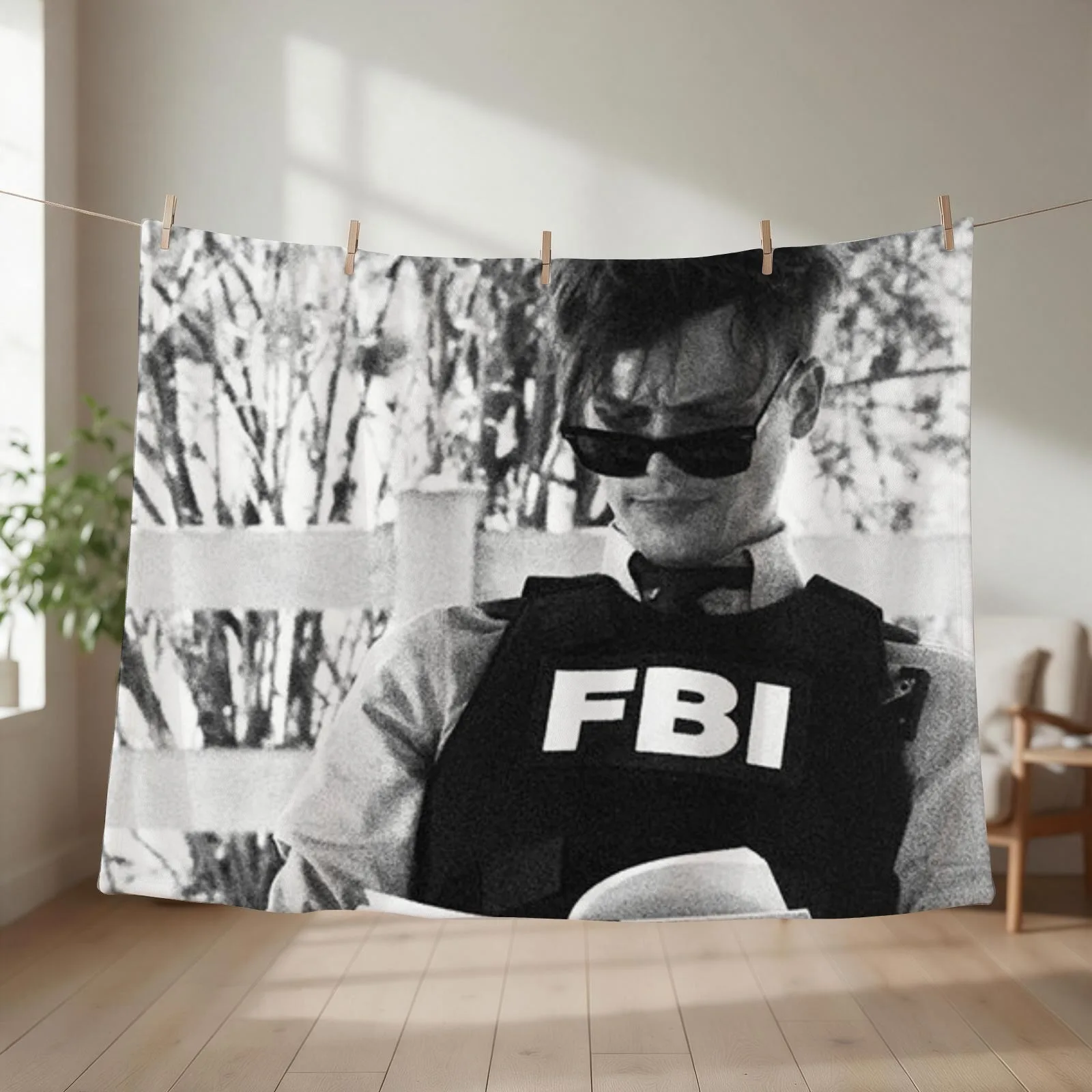 fbi glasses spence Throw Blanket couch cozy soft plush fuzzy picnic outdoor blanket