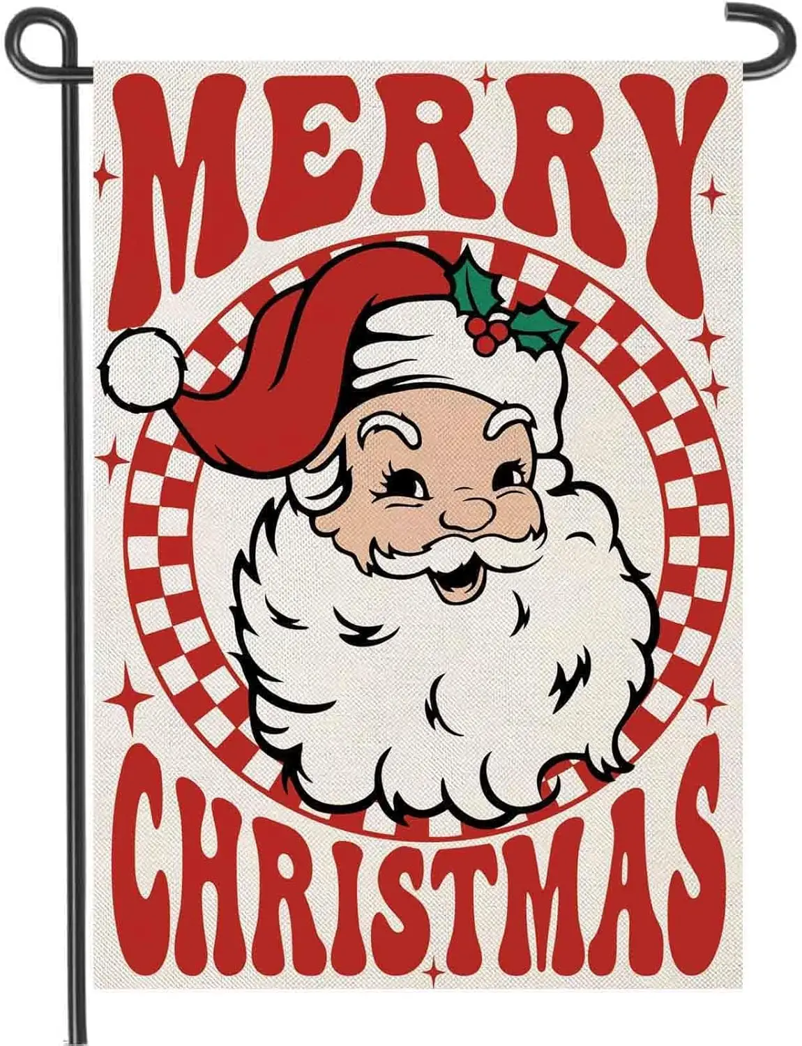 Merry Christmas Garden Flags 12x18 inch Double Sided, Seasonal Xmas Santa Claus Decorations, Small Winter Decor for Yard Out jjp