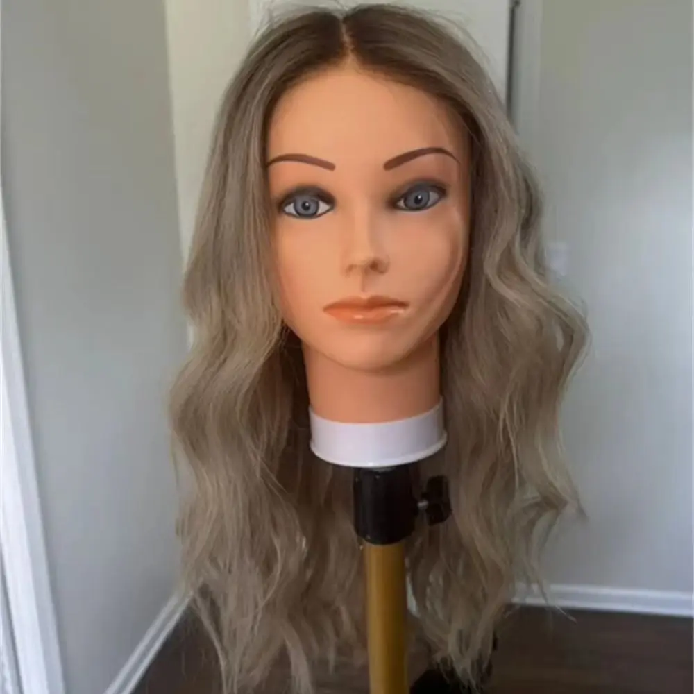 Glueless Wigs Free Part Ombre Ash Grey Blonde Synthetic HD Lace Front Wig Heat Resistant Fiber Wig Small Large Size Cap Cosplay