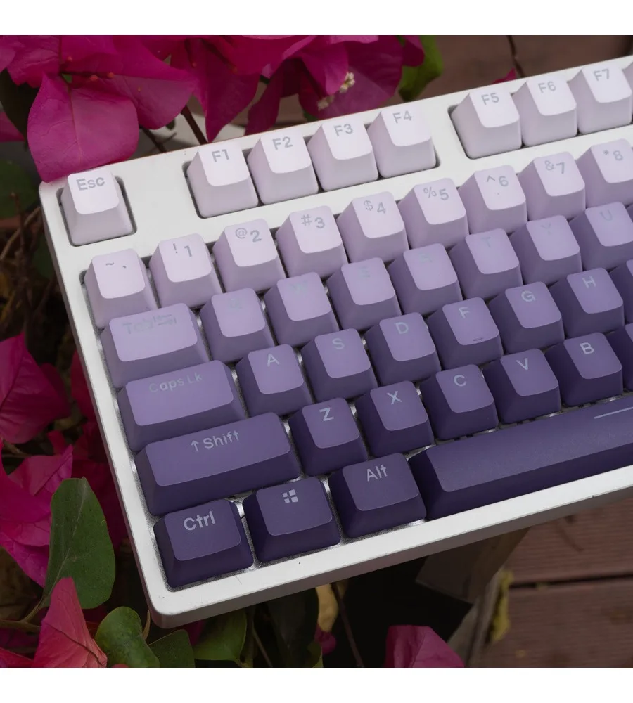 Dark fragrance gradual change purple positive/side transparent mechanical keyboard keycap 134 keys OEM height two-color dip