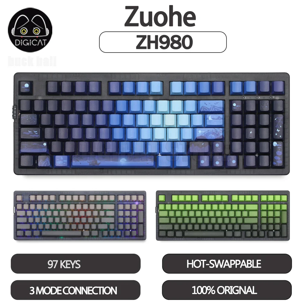 Zh980 Gamer mechanische Tastatur 3 Modus USB/2,4g/Bluetooth drahtlose Tastatur 97 Tasten Hot Swap