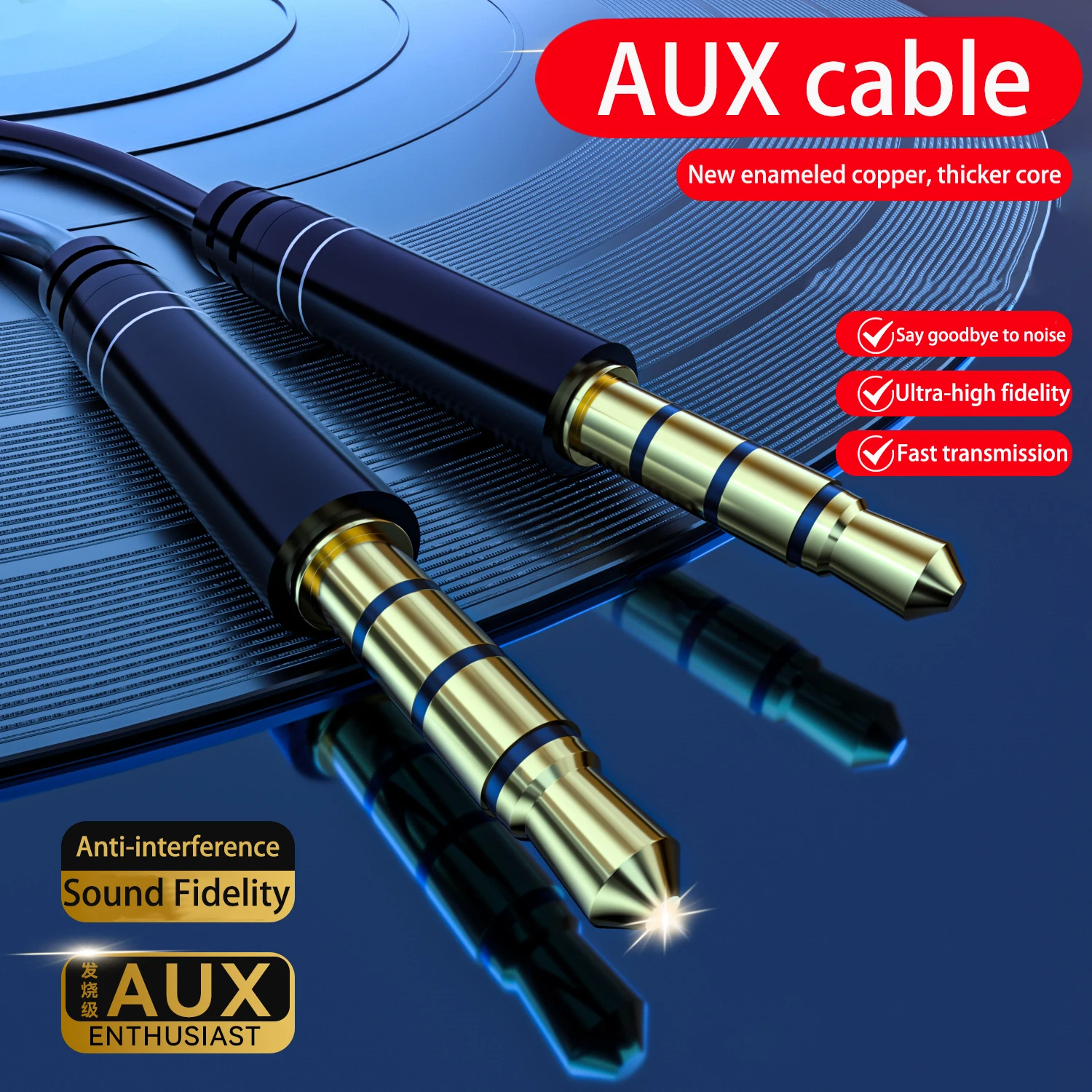 

Nylon Braided 3.5mm AUX Audio Cable for Car Stereo to Phone - High Fidelity, Noise Cancelling, TPE Jacket