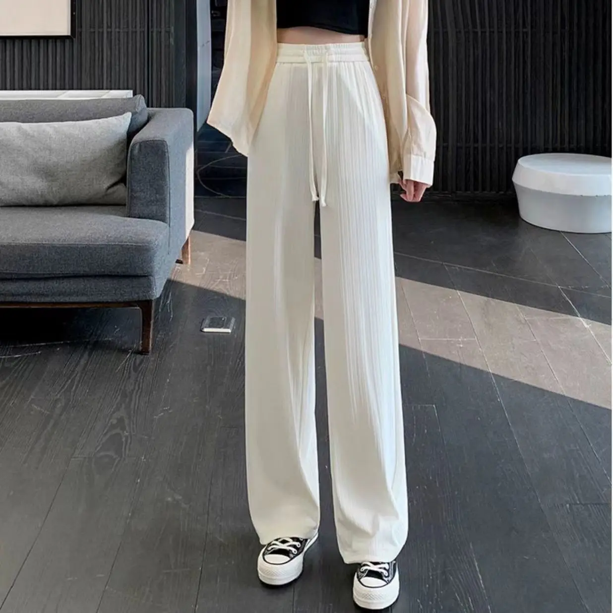 

Zhengzhou Ice Silk Sun Protection Pants Loose Lightweight Quick Dry Sporty Casual Long Trousers for Women Summer New Style