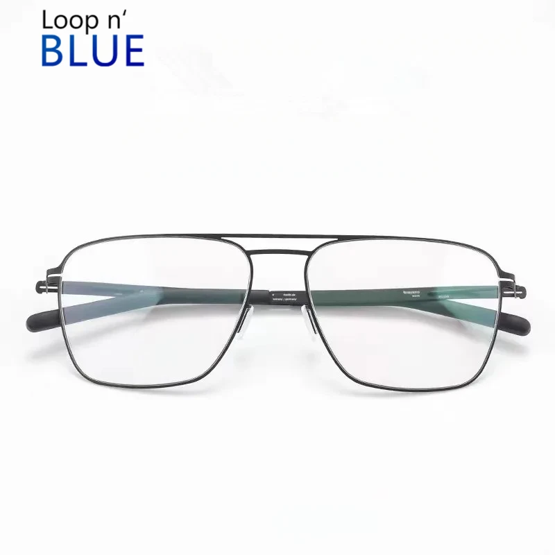 Germany Brand Glasses Frame Women Thin Stainless Steel Handmade Prescription Eyeglasses Men Double-Beam Pilot Optical Eyewear