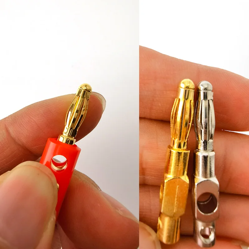 1Set (2 Stuks) 4Mm Bananenplug Verguld En Schroeftype Rood + Zwart