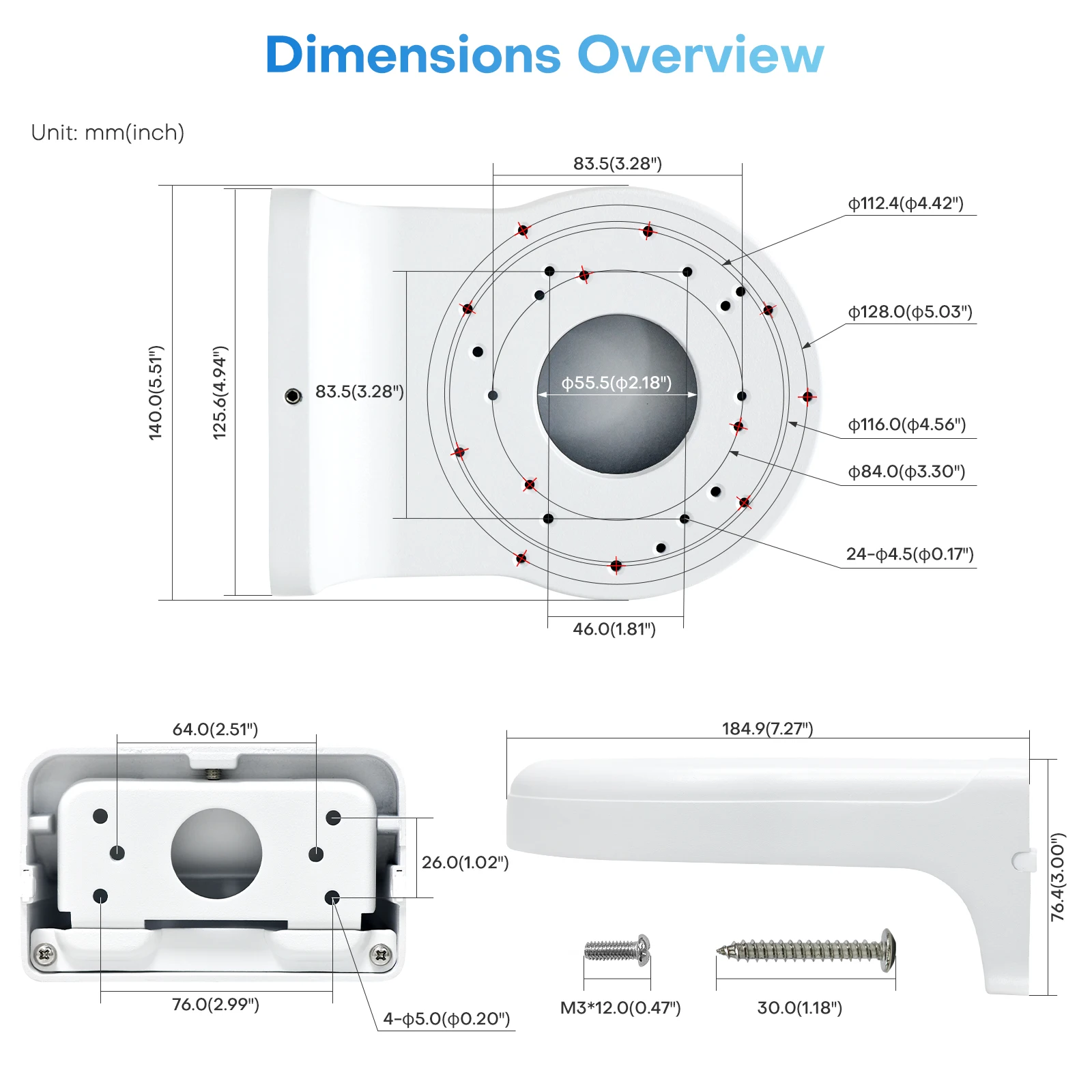 Hikvision Dahua Compatible Wall Mount Bracket PFB208W