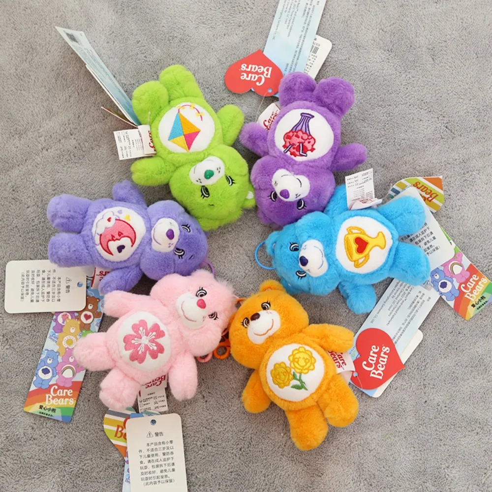 Miniso Anime Kawaii Cartoon Rainbow Bear Plush ToySchool Bag Keychain Pendant Care Bears Gir CuteSoft Plush Doll Birthday Gift