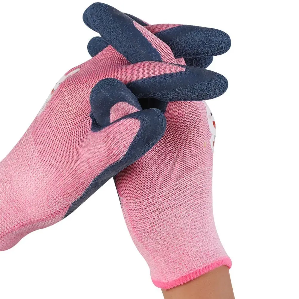 Cartoon Animal Kids Work Gloves Multi-purpose Pink Blue Yellow Gardening Glove Camping Wear Resistant Latex Coated Gloves