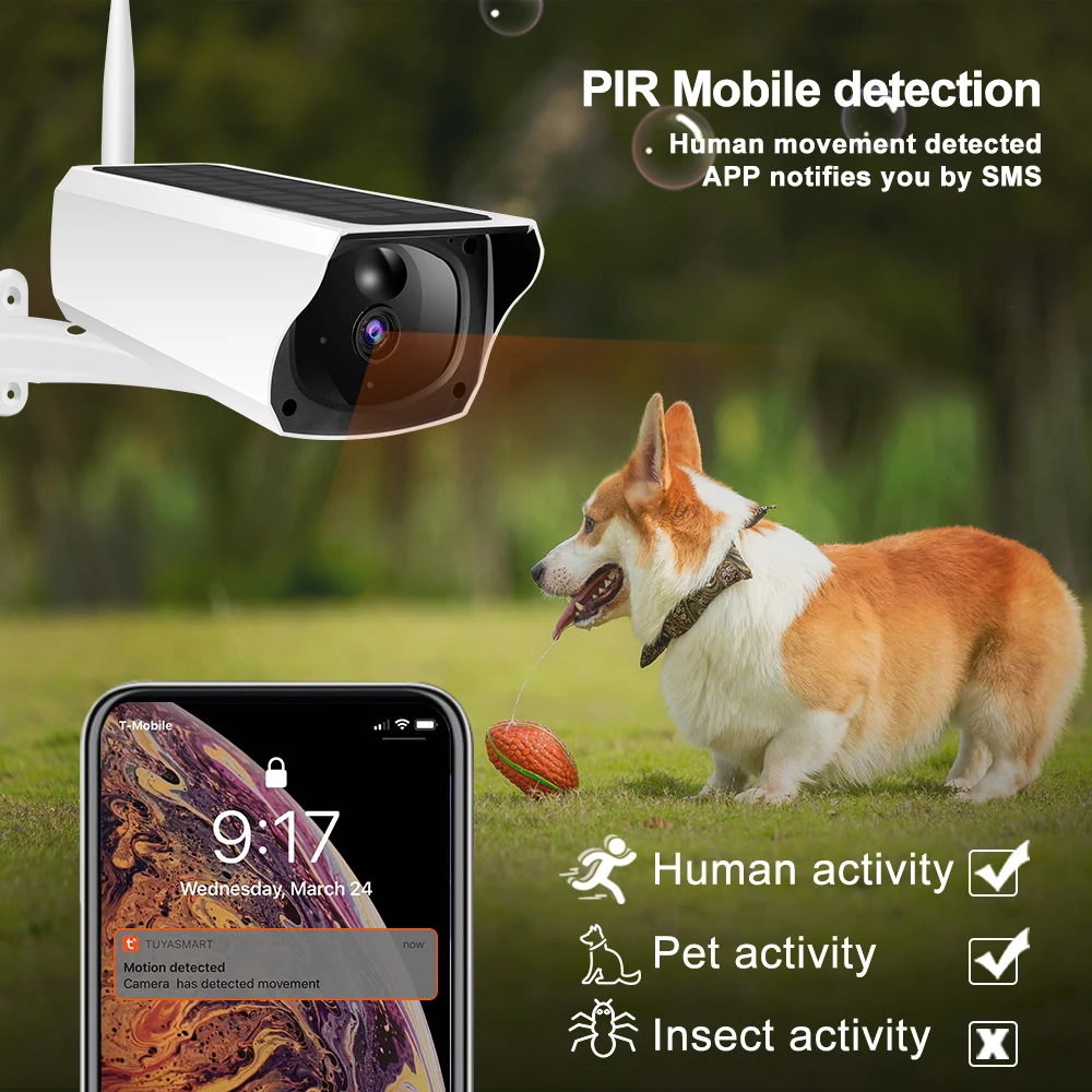 3MP 1296P 120 gradi Tuya APP WIFI IP Camera Solar Power Wireless Home Security Intercom CCTV Baby Monitor