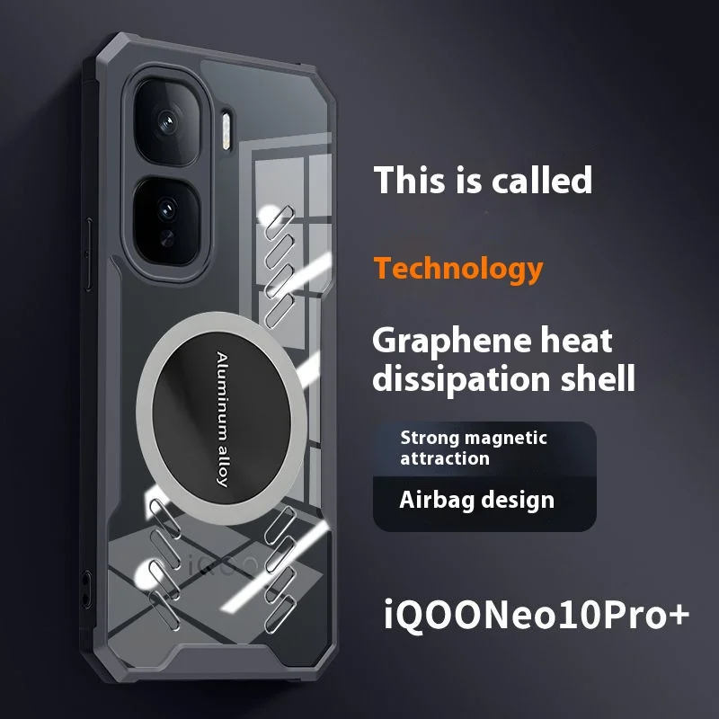 

For IQOO Neo10 Pro Plus Case Simple Graphene Transparent Heat Dissipation Magnetic Cover For iqoo neo10pro plus bumper Funda