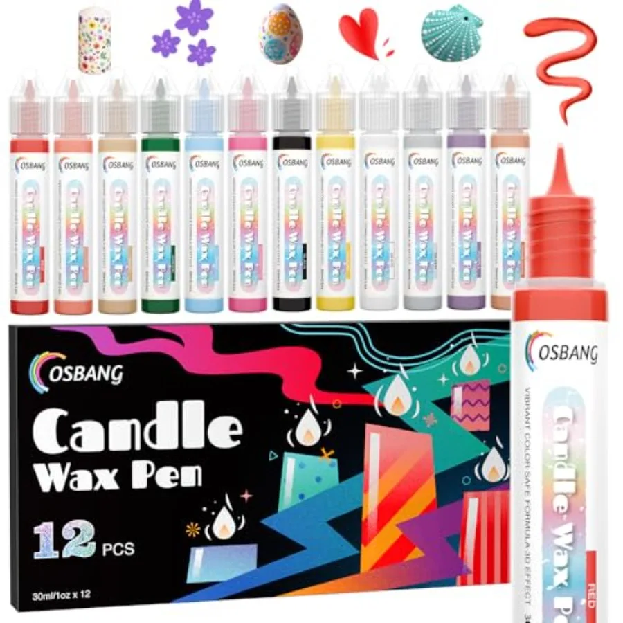 

Candle Wax Pen 12 Vibrant Colors Candle Wax Pen Set Beginner-Friendly for Festival Birthday Decorating Blessing Writing and Mor