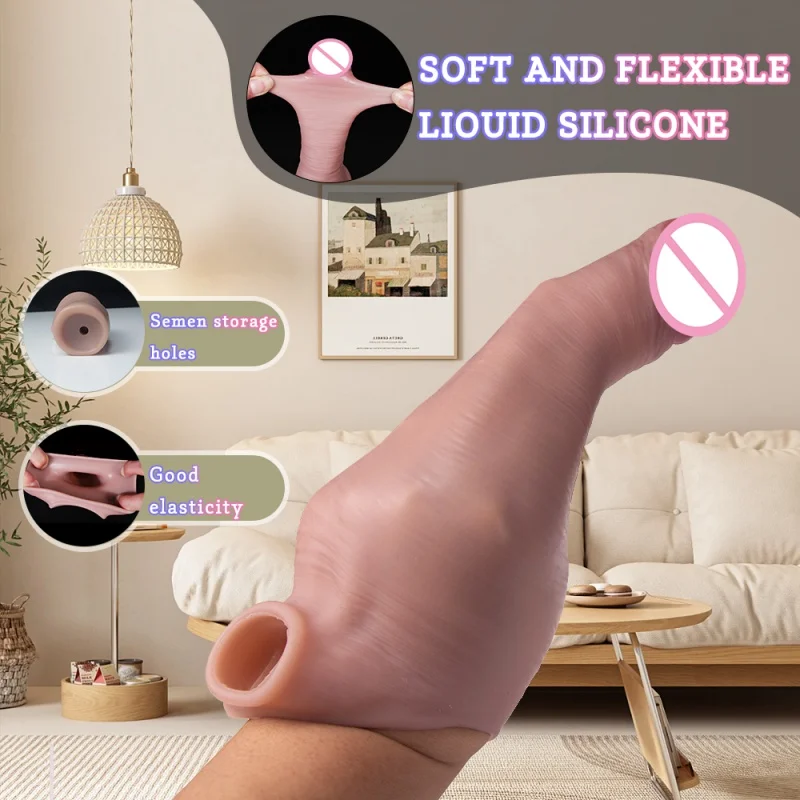 Penis Sleeve Enlargement Sleeve For Cock Sex Toys For Men Extender Silicone Cock Sleeve Artificial Dick Enlarge Thicken Condom