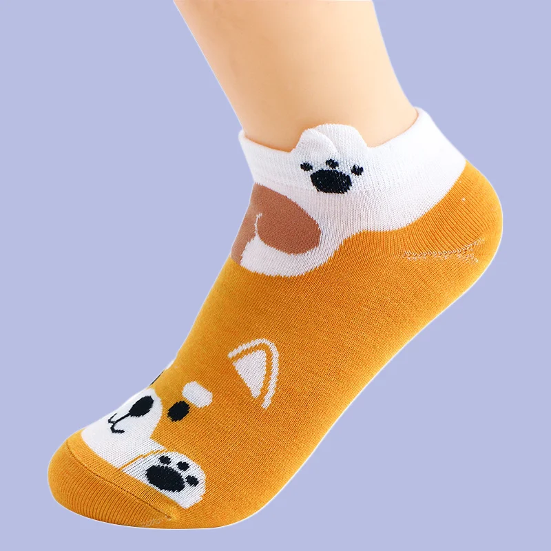 3/8 Pairs Boat Socks Japanese Cute Student Socks New Women's Boat Socks Cartoon Women's Socks Shallow Mouth Ladies' Short Socks