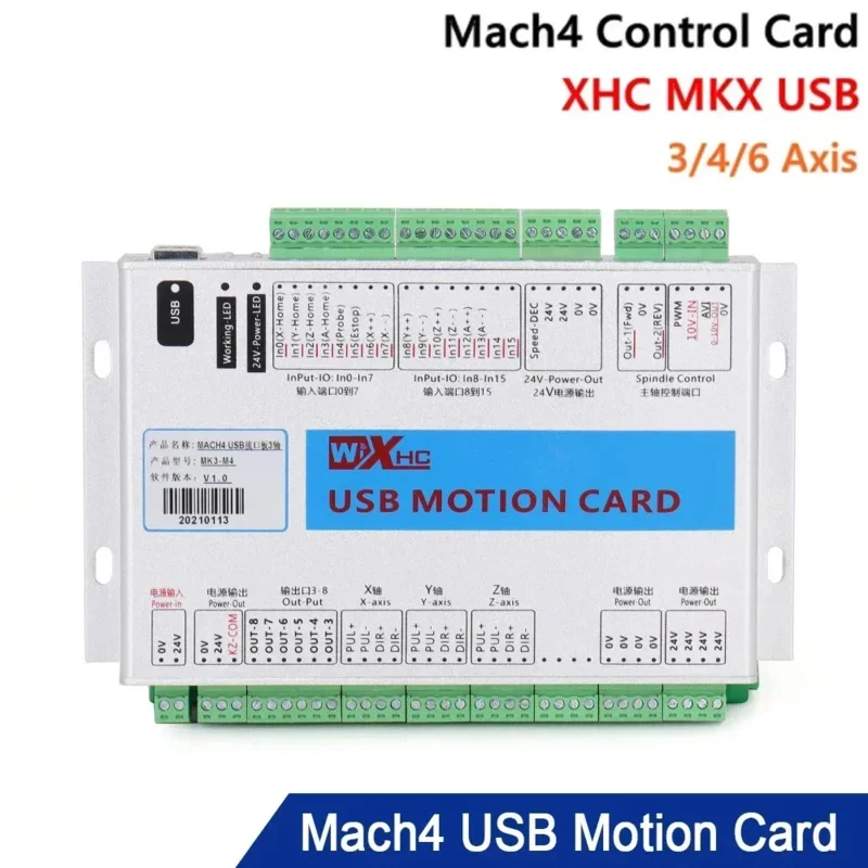 XHC Mach4 Breakout Board 3 4 6 Axis USB Motion Control Card 2000KHz Support Windows7 10 For CNC Router/ Cutting Machine