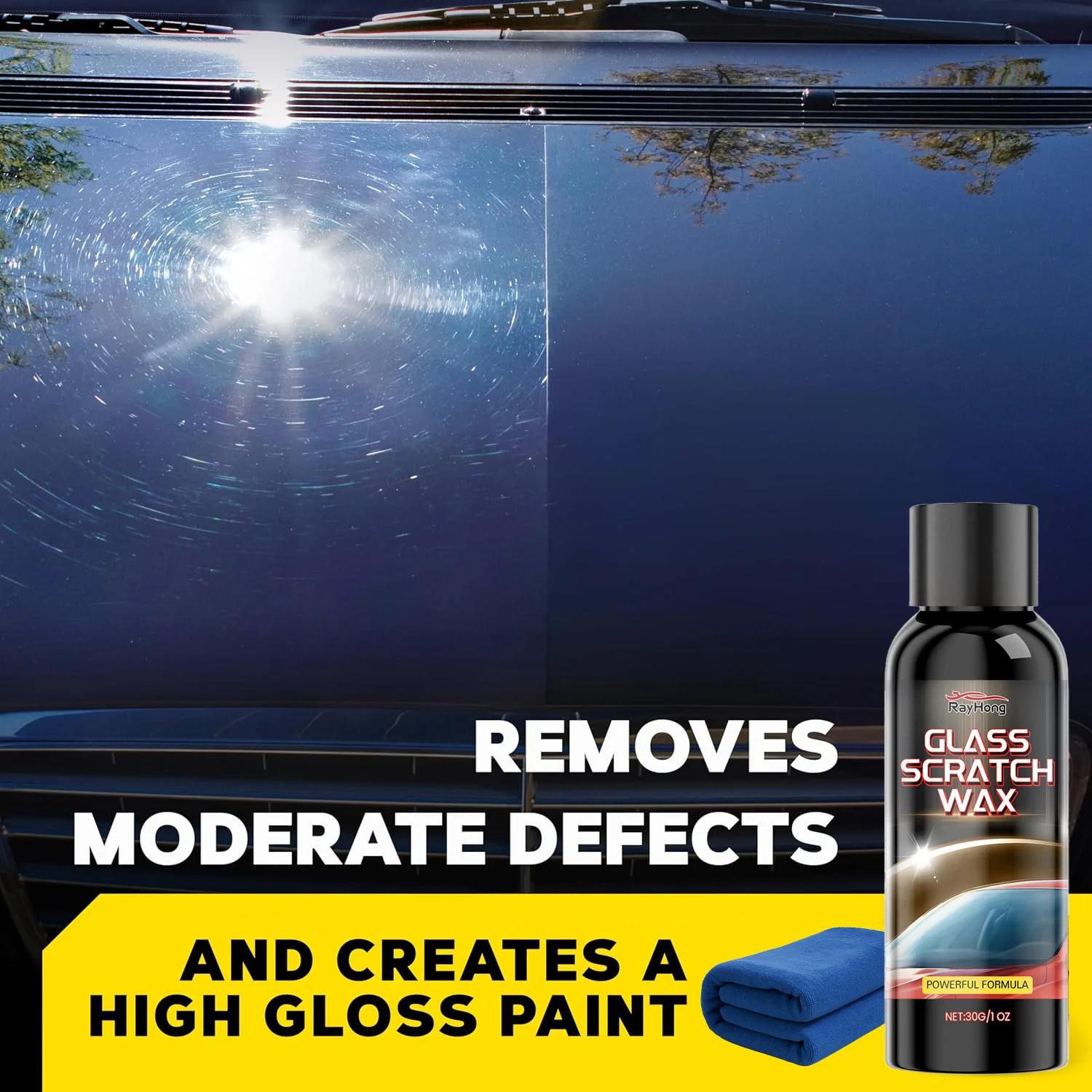 

Windshield Scratch Remover Headlight Restoration Kit Car Glass Polishing Compound Remove Scratches & Swirls Enhance Clarity