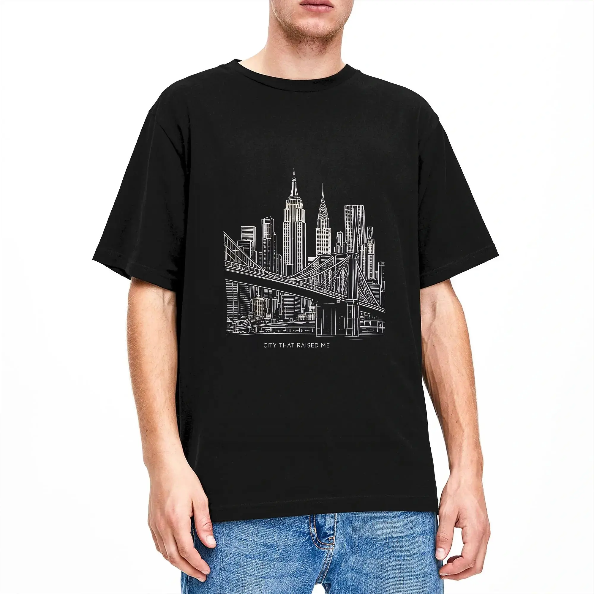 City That Raised Me New York Graphic Design T Shirts Men 100% Cotton Leisure T-Shirt Crewneck  Tee Shirt Short Sleeve Tops 6XL