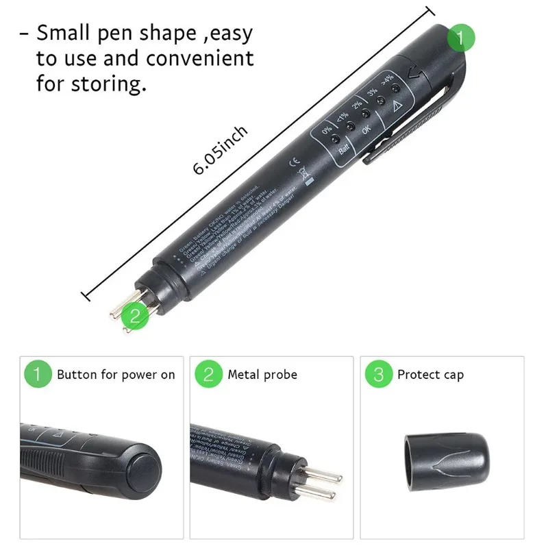Automotive Brake Fluid Brake Oil Testing Pen Vehicle Brake Fluid Tester Oil Quality Test Display Testing Tools with Liquid LED